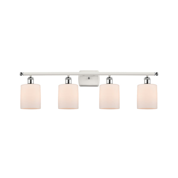 Cobbleskill Bath Vanity Light shown in the White and Polished Chrome finish with a Matte White shade