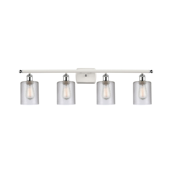 Cobbleskill Bath Vanity Light shown in the White and Polished Chrome finish with a Clear shade