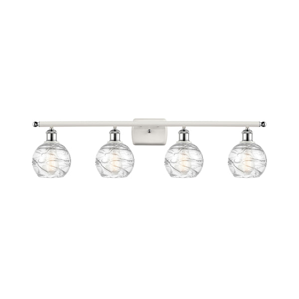 Deco Swirl Bath Vanity Light shown in the White and Polished Chrome finish with a Clear shade