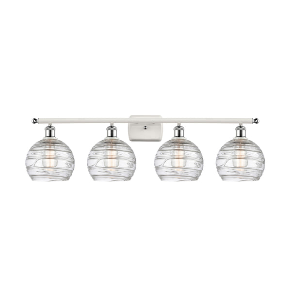 Deco Swirl Bath Vanity Light shown in the White and Polished Chrome finish with a Clear shade