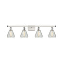 Conesus Bath Vanity Light shown in the White and Polished Chrome finish with a Clear Crackle shade