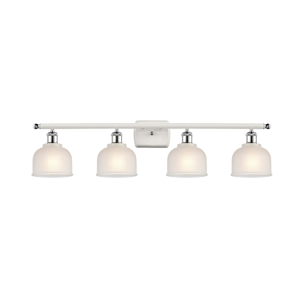 Dayton Bath Vanity Light shown in the White and Polished Chrome finish with a White shade