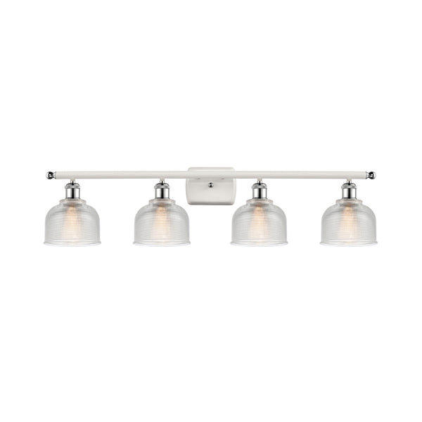Dayton Bath Vanity Light shown in the White and Polished Chrome finish with a Clear shade