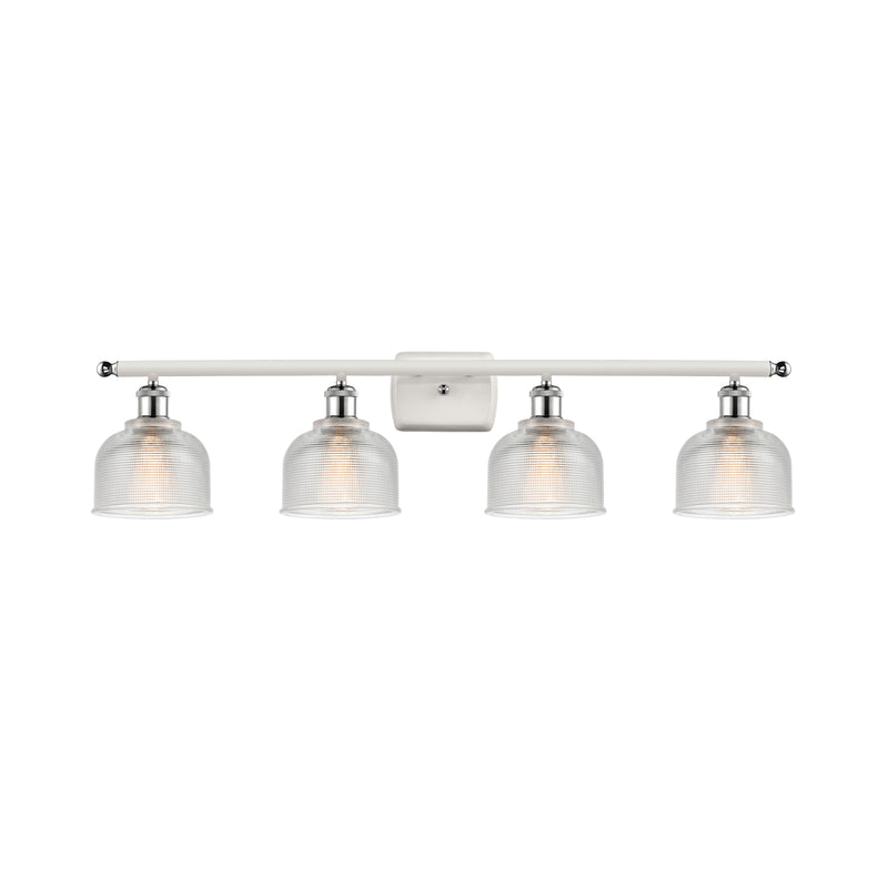 Dayton Bath Vanity Light shown in the White and Polished Chrome finish with a Clear shade