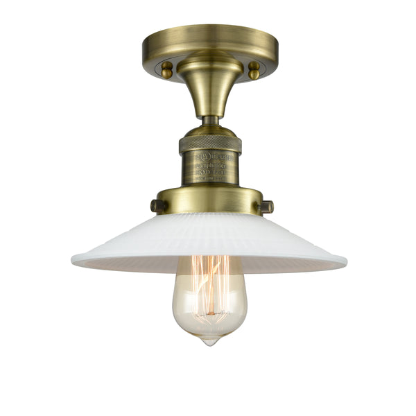Innovations Lighting Halophane 1 Light Semi-Flush Mount Part Of The Franklin Restoration Collection 517-1CH-AB-G1