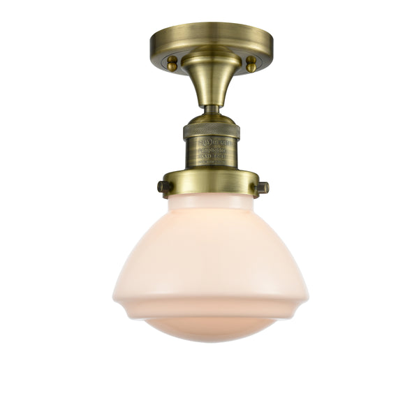 Innovations Lighting Olean 1 Light Semi-Flush Mount Part Of The Franklin Restoration Collection 517-1CH-AB-G321