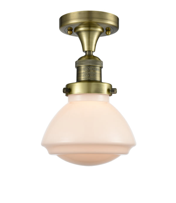 Innovations Lighting Olean 1 Light Semi-Flush Mount Part Of The Franklin Restoration Collection 517-1CH-AB-G321-LED