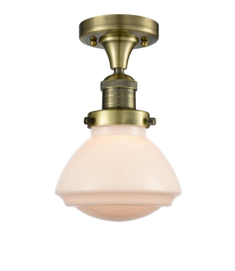 Innovations Lighting Olean 1 Light Semi-Flush Mount Part Of The Franklin Restoration Collection 517-1CH-AB-G321-LED