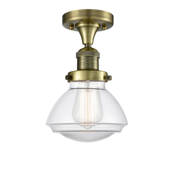Innovations Lighting Olean 1 Light Semi-Flush Mount Part Of The Franklin Restoration Collection 517-1CH-AB-G322