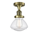 Innovations Lighting Olean 1 Light Semi-Flush Mount Part Of The Franklin Restoration Collection 517-1CH-AB-G324