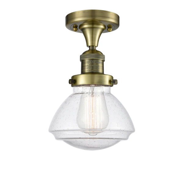 Innovations Lighting Olean 1 Light Semi-Flush Mount Part Of The Franklin Restoration Collection 517-1CH-AB-G324