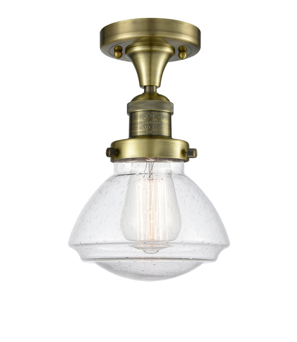 Innovations Lighting Olean 1 Light Semi-Flush Mount Part Of The Franklin Restoration Collection 517-1CH-AB-G324-LED