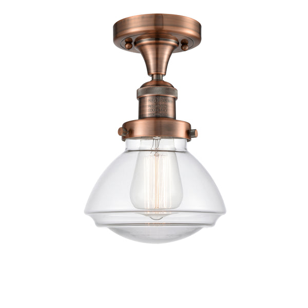 Innovations Lighting Olean 1 Light Semi-Flush Mount Part Of The Franklin Restoration Collection 517-1CH-AC-G322