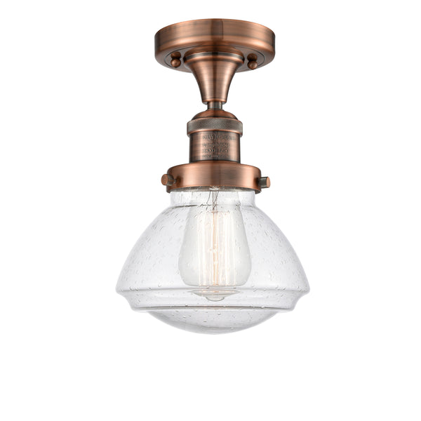 Innovations Lighting Olean 1 Light Semi-Flush Mount Part Of The Franklin Restoration Collection 517-1CH-AC-G324