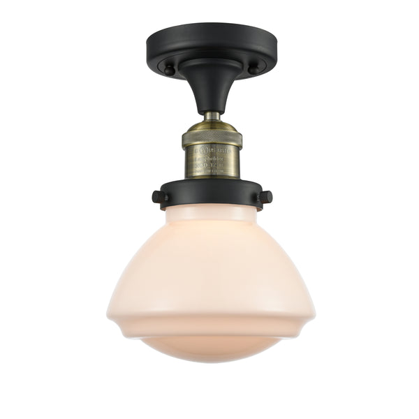 Innovations Lighting Olean 1 Light Semi-Flush Mount Part Of The Franklin Restoration Collection 517-1CH-BAB-G321