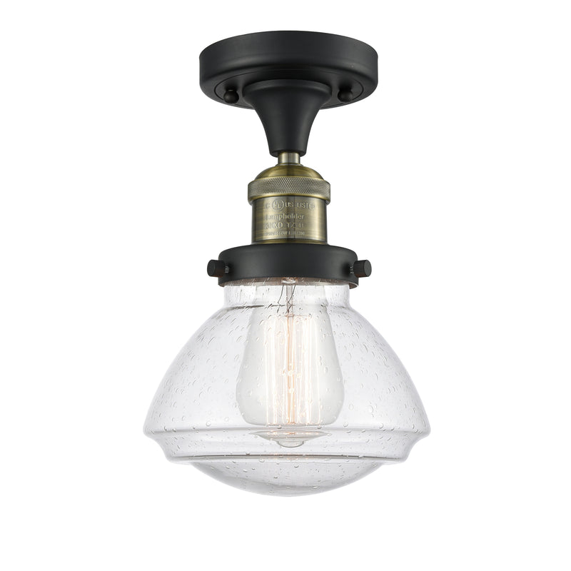 Innovations Lighting Olean 1 Light Semi-Flush Mount Part Of The Franklin Restoration Collection 517-1CH-BAB-G324