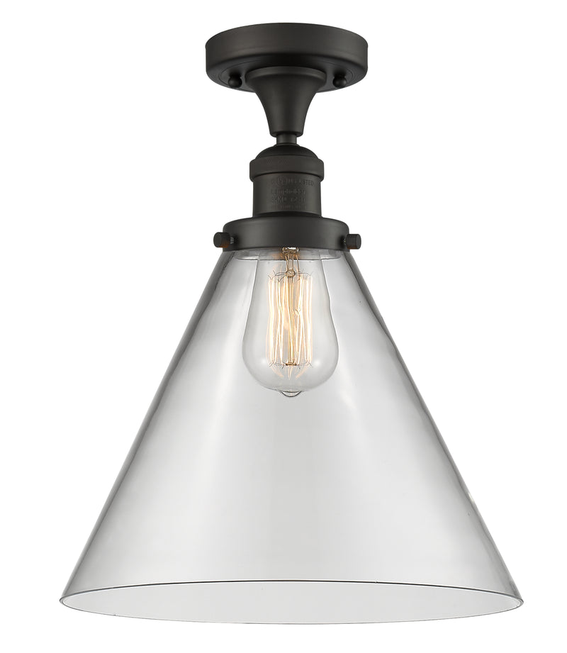 Innovations Lighting X-Large Cone 1 Light Semi-Flush Mount Part Of The Franklin Restoration Collection 517-1CH-OB-G42-L-LED