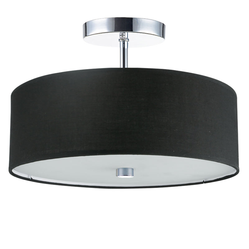 Dainolite 3 Light Incandescent Semi-Flush Polished Chrome with Black Shade 571-143SF-PC-BK