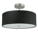 Dainolite 3 Light Incandescent Semi-Flush Satin Chrome with Black Shade 571-143SF-SC-BK