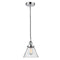 Cone Mini Pendant shown in the Polished Chrome finish with a Seedy shade