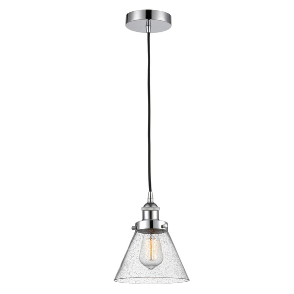 Cone Mini Pendant shown in the Polished Chrome finish with a Seedy shade