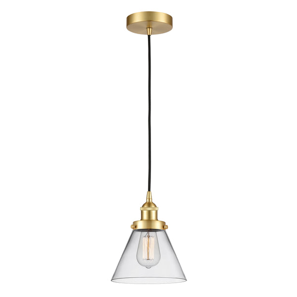 Cone Mini Pendant shown in the Satin Gold finish with a Clear shade