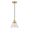 Cone Mini Pendant shown in the Satin Gold finish with a Seedy shade