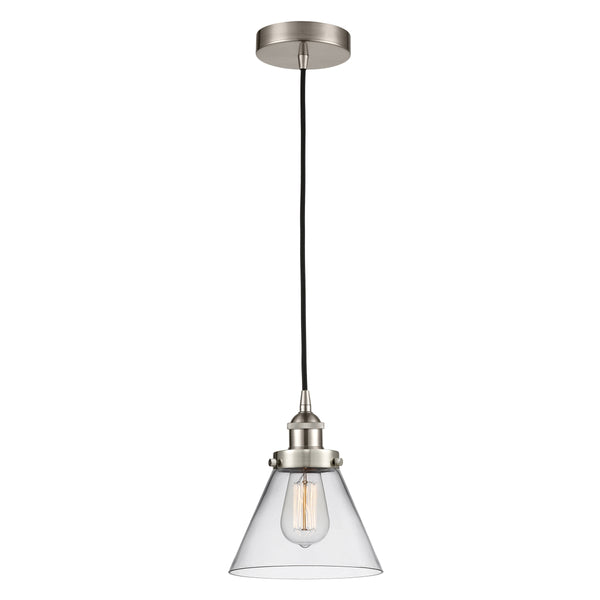 Cone Mini Pendant shown in the Brushed Satin Nickel finish with a Clear shade