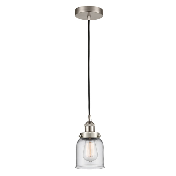 Bell Mini Pendant shown in the Brushed Satin Nickel finish with a Clear shade