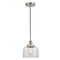 Bell Mini Pendant shown in the Brushed Satin Nickel finish with a Clear shade