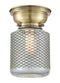 Stanton Flush Mount shown in the Antique Brass finish with a Clear Wire Mesh shade