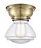 Olean Flush Mount shown in the Antique Brass finish with a Clear shade