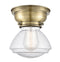 Olean Flush Mount shown in the Antique Brass finish with a Seedy shade