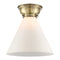Cone Flush Mount shown in the Antique Brass finish with a Matte White shade