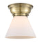 Cone Flush Mount shown in the Antique Brass finish with a Matte White shade