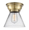 Cone Flush Mount shown in the Antique Brass finish with a Clear shade