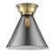 Cone Flush Mount shown in the Antique Brass finish with a Plated Smoke shade