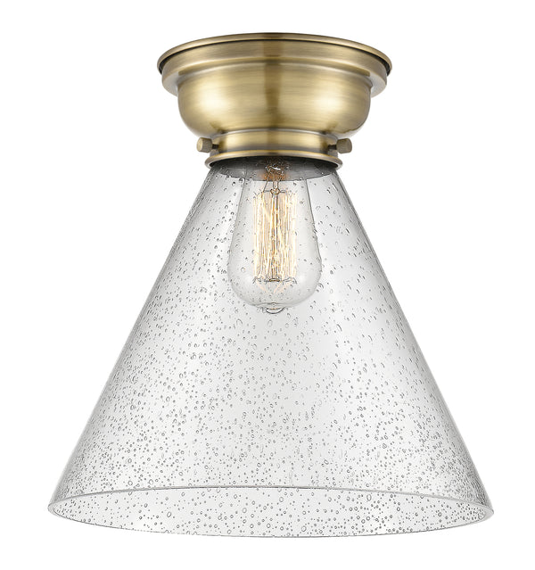Cone Flush Mount shown in the Antique Brass finish with a Seedy shade