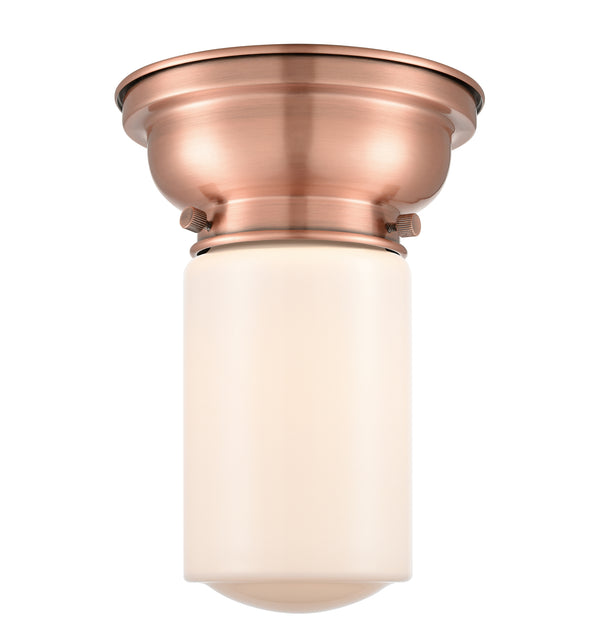 Dover Flush Mount shown in the Antique Copper finish with a Matte White shade