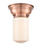 Dover Flush Mount shown in the Antique Copper finish with a Matte White shade