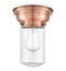 Dover Flush Mount shown in the Antique Copper finish with a Clear shade