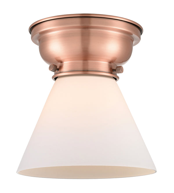 Cone Flush Mount shown in the Antique Copper finish with a Matte White shade