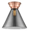 Cone Flush Mount shown in the Antique Copper finish with a Plated Smoke shade