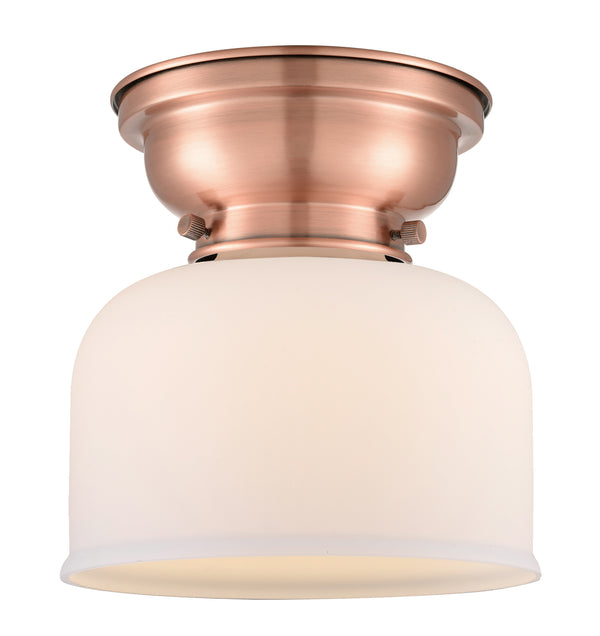Bell Flush Mount shown in the Antique Copper finish with a Matte White shade