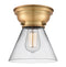 Cone Flush Mount shown in the Brushed Brass finish with a Clear shade