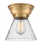 Cone Flush Mount shown in the Brushed Brass finish with a Seedy shade