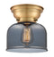 Bell Flush Mount shown in the Brushed Brass finish with a Plated Smoke shade