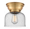 Bell Flush Mount shown in the Brushed Brass finish with a Seedy shade