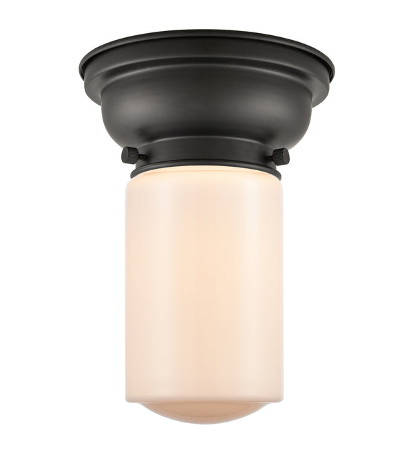 Dover Flush Mount shown in the Matte Black finish with a Matte White shade