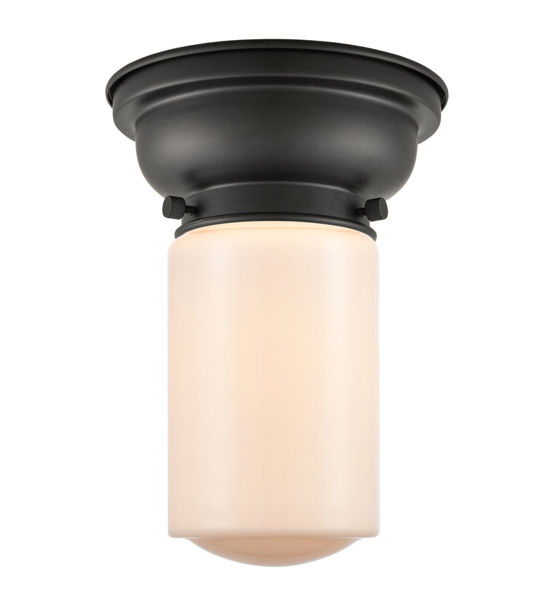 Dover Flush Mount shown in the Matte Black finish with a Matte White shade